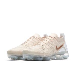 Nike Women's Air VaporMax Flyknit Cream and White Shoes
